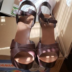 Ralph Lauren brown leather platform sandal